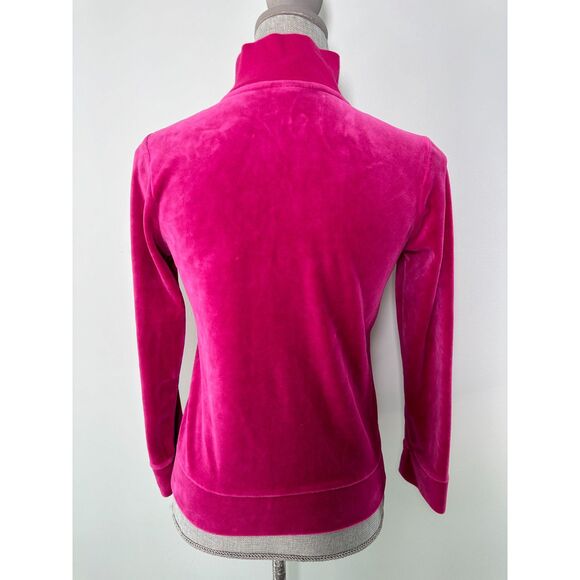 Vintage Y2k Magenta Pink Velour Track Jacket Rainbow Butterfly Patch size JR M - Picture 3 of 8